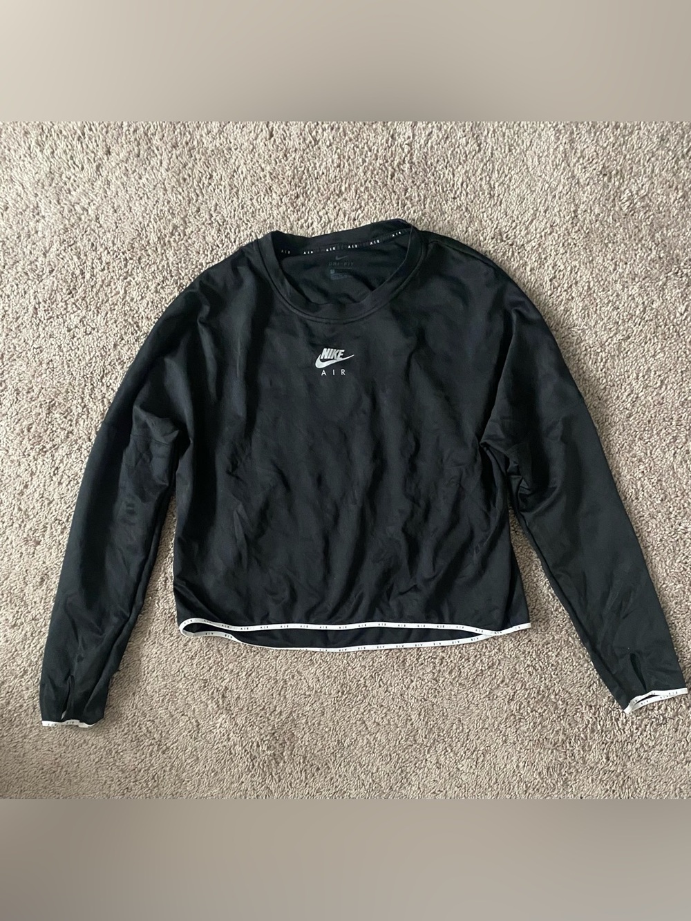 Nike Black Long-Sleeve Crop Pullover with White Logo